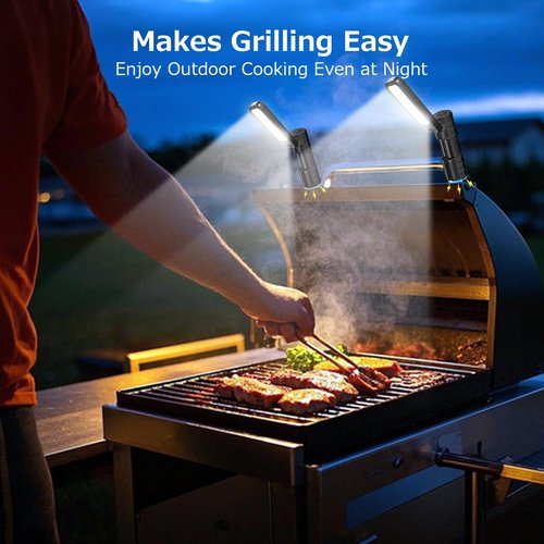 2 Pcs Rechargeable LED Work Light BBQ Grilling Accessories with Magnetic Base, 180° Rotate Mechanic Grill Light for Car Repair, Emergency, Camping, Outdoor & Mechanics Tools