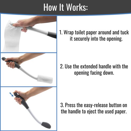 DMI CleanReach Pro with Sanitary Holder - Easy Release Toilet Aids for Wiping Bottom, Butt Wiper Tool for Women and Men, Long Handle Toilet Aids for Seniors and Handicap, Toileting Wand, FSA/HSA