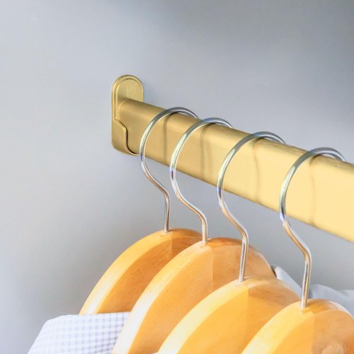 Custom size oval closet rod with choice of end support (Matte Brass)