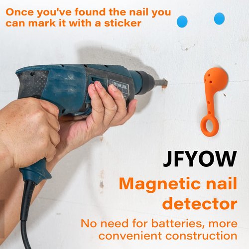 JFYOW Magnetic Stud Finder with 20mm Stud Ball 6800Gs Magnetic Power, Detects Metal Through 3/4" Drywall (1Pcs Orange)