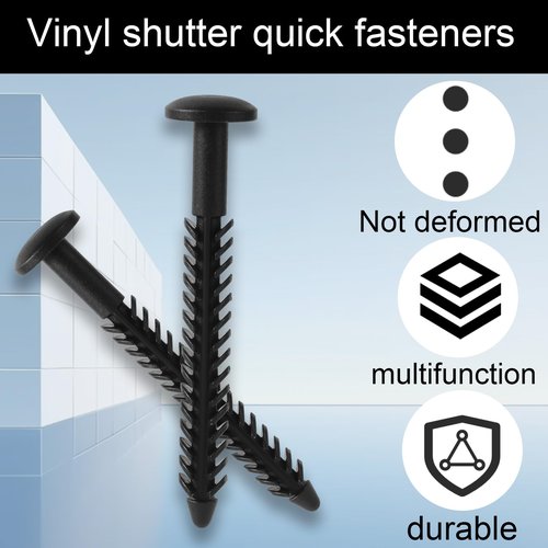 12pcs Vinyl Shutter Fasteners, 3in Plastic Shutter Screws for Windows Reverse Barb Exterior Spike Loks Pin Easy Installation Quick Window Blind Fasteners (Black)