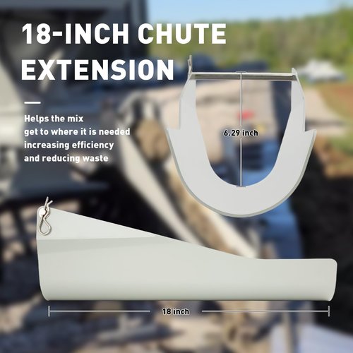 MMAC-0133 18 inch Chute Extension for MMXR-3221 Cement Mixer, Compatible with Mud Mixer Concrete Mixers, 15, 25, and 35 Degree Angle Options, Perfect Upgrade Part for Concrete Projects