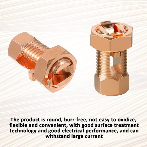 2PCS Split Bolt Connector Superior Strength Split Bolt Connector Copper Grounding Clamps for Completing Ground Bonding to Bare Wires TJ-16