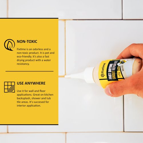 Grout Filler Repair Kit – Cream Beige Premixed Crack Filler for Floor Tiles – Fast Drying Grout Sealer with Spatula – 8 oz
