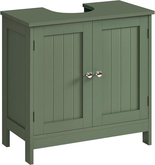 Pedestal Sink Storage Cabinet, Under Sink Cabinet with 2 Doors & Storage Shelf, Under Bathroom Organizer for Bathroom, Forest Green