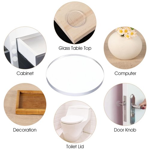 Yuanchu 50 Pcs Glass Table Top Anti Slip Pads, Extremely Soft Clear Glass Table Top Non-Adhesive Rubber Pad for Glass Photo Frame Furniture Kitchen Cabinets Avoid The Movement of Glass