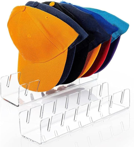 YNPJQWP 2025 New Hat Stand for Baseball Caps Display and Organizer,No Install Acrylic Hat Holder for 14 Baseball Caps for Bedroom, Closet, Dresser and Wall 2PCS