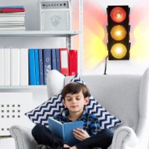 Kicko Traffic Light Prop, 12.25 inch - Simulates Traffic Stop Light - Novelty Traffic Light Lamp - Plug-in Blinking Bedside Lamp - Race Decorations Traffic Signs - Red Light Green Light Game for Kids