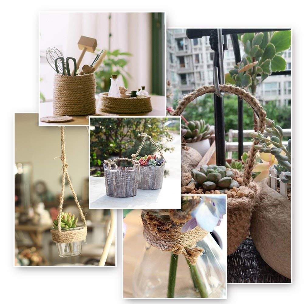 Tenn Well 10mm Jute Rope, 50 Feet 3/8 inch Heavy Duty and Thick Twine Decorative Rope for Crafting, Cat Scratch Post, Gardening, Farmhouse Decor, Home Decor