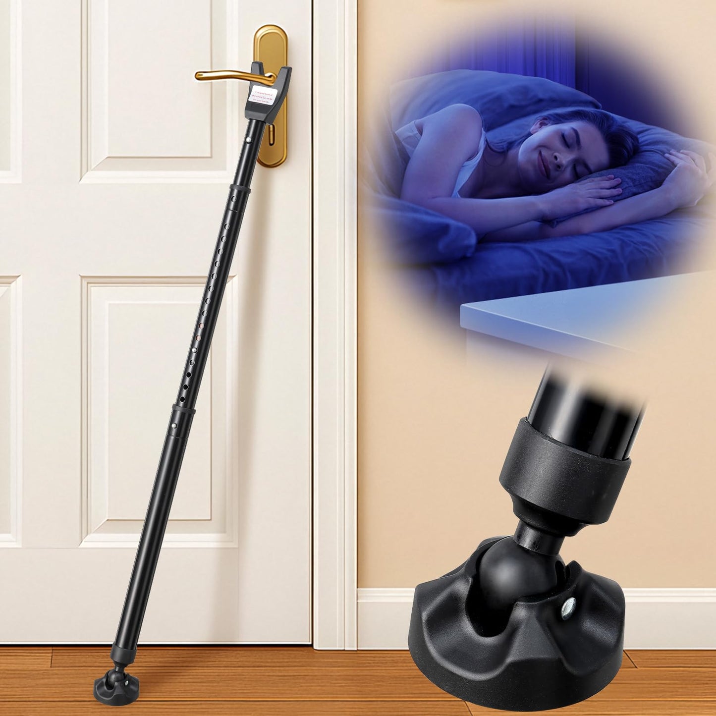 3-in-1 Door Security Bar, Heavy-Duty Metal Rod Sliding Patio Door Security Bar with 2.8" Non-Slip Base, 16"-41.7" Adjustable Door Barricade Security Bars for Doors & Windows,Home,Renters,Apartments
