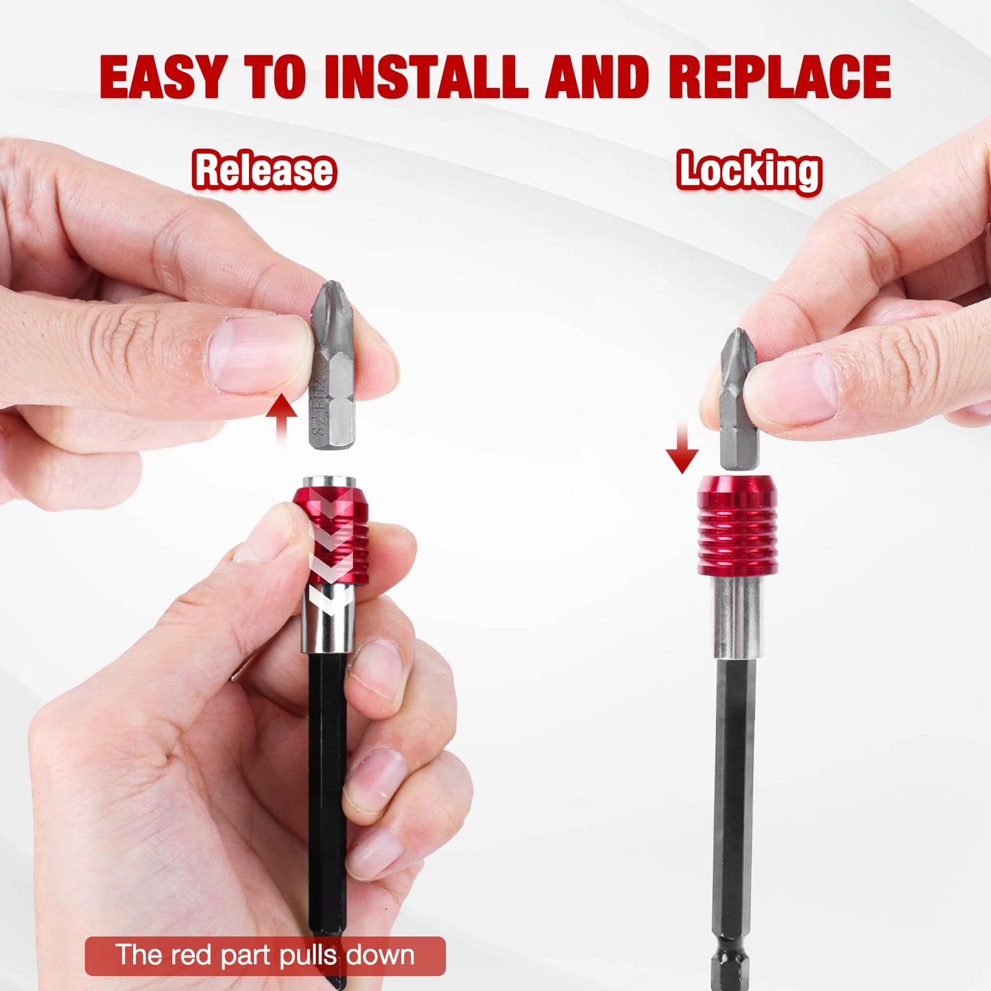 Drill Bit Extension 2/4/6/12’’, Magnetic Bit Holder 4 Pcs, Drill Extension Bit Holder 1/4’’ Hex, Bit Holder for Impact Driver CR-V Steel Quick Release for Screwdriver Bit Nut Drill Socket by XIOGZAXI