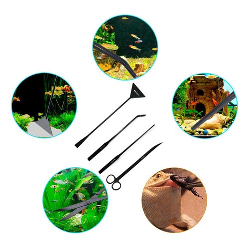 Aquarium Tweezers, Capetsma Stainless Steel Aquarium Plant Tools Long Aquascaping Tools Scissors Spatula Aquatic Plants Tool Set for Freshwater and Saltwater