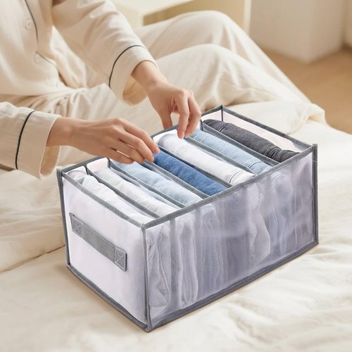 7 Grids Drawer Organizers, Folded Clothes Organizer for Closet, Clothing Storage Bins, Washable Foldable Drawer Clothes Compartment Storage Box