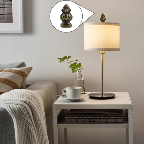 MARRTEUM Antique Brass Lamp Finial Cap Knob Retro Lamp Finial Decoration with Dual-Thread Screw for Lamp Shade, Fit Both 3/8" and 1/4-27, 1 Pack