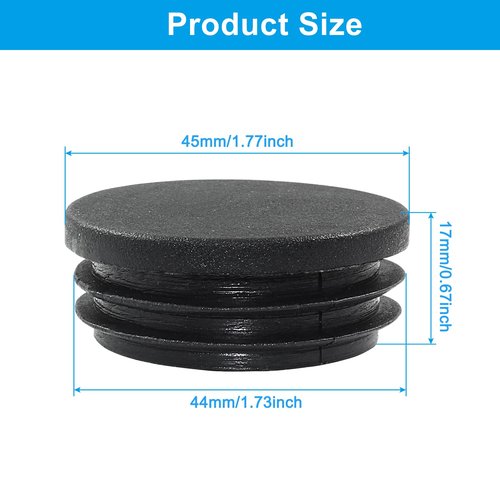 Kyuionty 4 Pack 1-3/4" Round Plastic Plug, Furniture Pipe Tube Cover Insert Tubing End Caps for Round Tubing Post, Pipe Post, Chairs (Black)