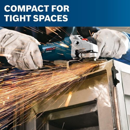 BOSCH GWS8-45 4-1/2 Inch 7.5 Amp Angle Grinder with Lock-On Switch, Lightweight Design, and Durable Protection Guard for Metal and Concrete Grinding