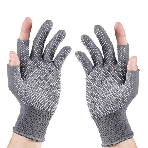 High Dexterity Nylon 13 Gauge Knit Glove with PVC Dots Plam Grip- Lightweight Open Finger Gloves Slip Breathable Fingerless Gloves-4 Pairs