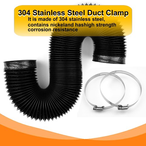 Dryer Vent Hose - 4 inch Flexible Duct, 8ft Long, Heavy-Duty Four-Layer Protection - Ideal for Heating, Cooling, Ventilation - Includes 2 Pack Clamps