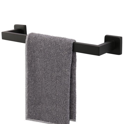 TocTen Bath Towel Rack - Square Base Thicken SUS304 Stainless Steel Towel Bar for Bathroom, Bathroom Accessories Towel Rod Heavy Duty Wall Mounted Towel Holder. (Black, 16)