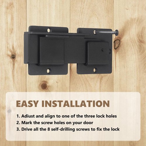 7.5" Gate Latch Lock with Padlock Hole for Outdoor Fence, Barn Door Lock, Gate Lock, Shed Door Latch, Heavy Duty Steel Adjustable Gate Latch for Wooden Fence Gate Hardware