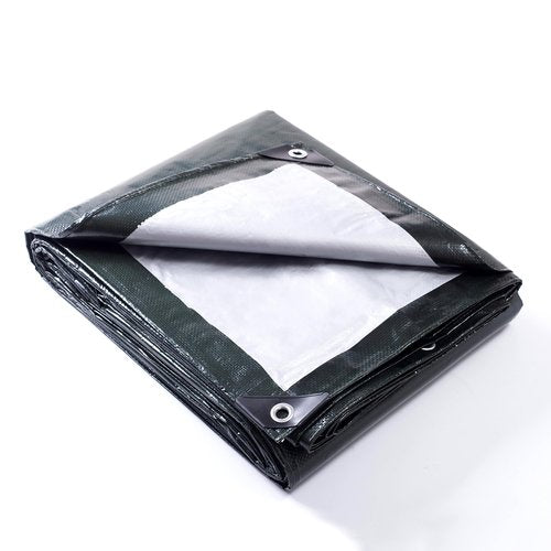 GUARD SHIELD Green/Silver Tarp Waterproof 10x12 Feet Multi Purpose Outdoor Rain Covers Medium Duty Tarpaulin 8mil