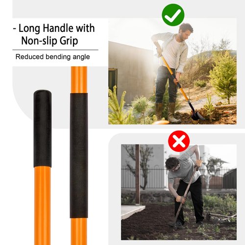 VNIMTI Heavy Duty Gardening Shovel, 56 Inch Round Blade with Fiberglass Handle (Orange)