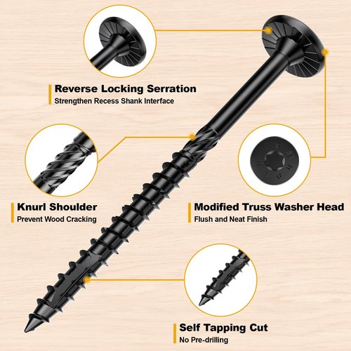 #14 x 3 Wood Structural Lag Screws 54Pcs Star Drive Decking Screws, Rust Resistant Timber Screws for Timber/Log/Landscaping Wood