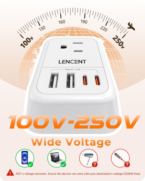 LENCENT Foldable US to UK Ireland Plug Adapter, Type G Travel Outlet Adapter with 4 USB Charger(2 USB C), Power Adaptor for USA to Scotland Dubai Hong Kong England British Kenya London
