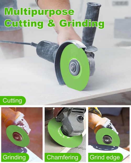 WENHUALI 4.5 Inch Diamond Rock Slab Grinding & Cutting Disc - 3 Pcs Angle Grinder Blade with 7/8" Arbor for Marble, Quartz, Ceramic, Glass, Tile, Jade & Rock Slab Trimming