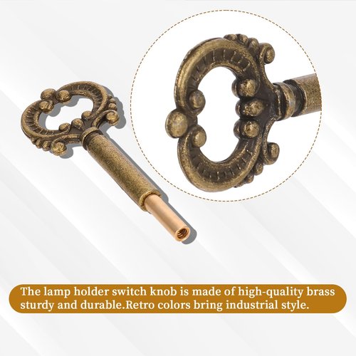 QfwdfcTrenz 4 Pack Antique Brass Lamp Turn Knob Switch Replacement with 1/2" Extensions - Vintage Metal Socket Keys for Floor & Table Lamps