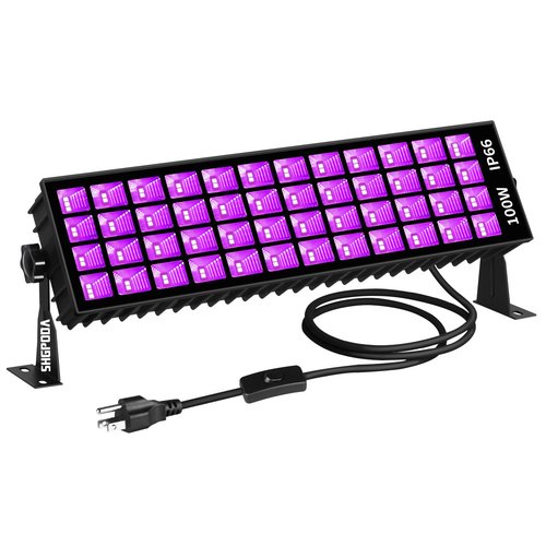 SHGPODA 100W LED Black Light Bar, IP66 Waterproof Blacklight with 6ft Cord+Plug+Switch, Black Lights for Neon Glow Party, Fluorescent Poster, Body Paint, Birthday, Bedroom, Halloween, Christmas