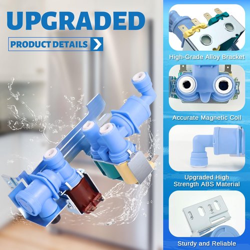 Upgraded 242252702 Refrigerator Water Inlet Valve Replacement, Compatible with Frigidaire, Electrolux Kenmore Refrigerator Accessories AP5671757, 240531101, K-76150, 241734301, WV2702, 240321801