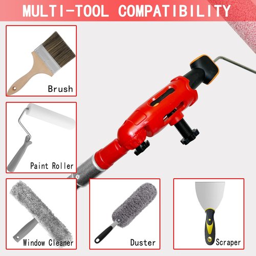 BSFRNF 43" Multi-Angle Paint Brush Extender, Extension Pole Attachments with Rotating Head for Paint Rollers, Great for High Ceiling, Walls, Corners, Edges (43 Inch)
