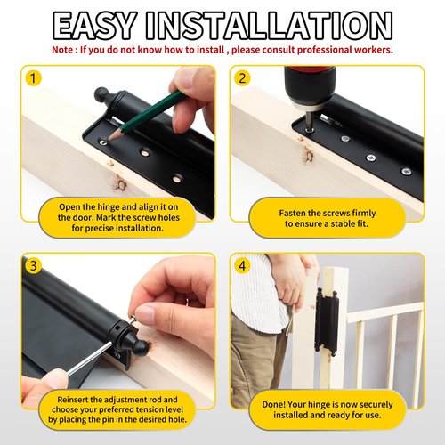 DTRUCTIEW 6" Double Action Spring Hinges, 4 Pack Self Closing Door Hinges for Indoor/Outdoor Saloon Cafe Pub Swinging Doors, Cold Rolled Steel, Including Pins and Screws