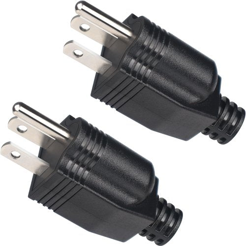 NEMA 5-15P Electrical Replacement Plugs， 125V 15A 2-Pole 3-Wire Grounding Replacement for Extension Cord Ends，Male Straight Blade Plug2-Pack