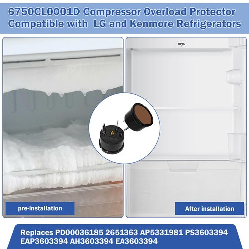 6750CL0001D Compressor Overload Protector Replacement for LG and Kenmore Series Refrigerator Compressors-2pcs