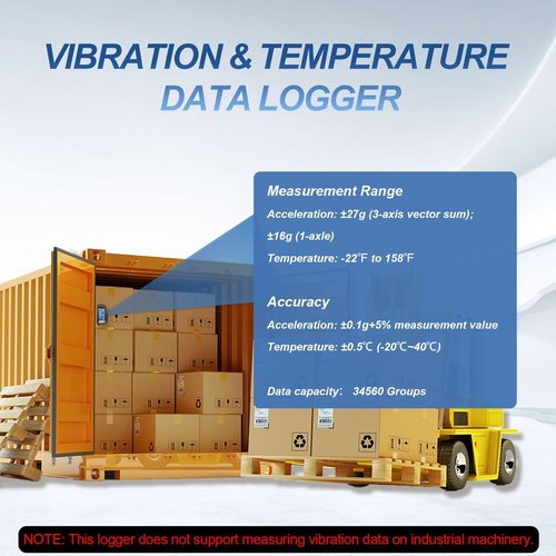 Tzone Vibration Data Logger 3-Axis Shock Datalogger Temperature Recorder USB,Digital Shipping Vibration Meter Auto Report 34560 Records,Transport Logger for Shock Sensitive Goods Monitor