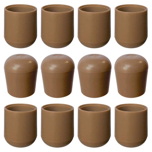 Folding Chair Leg Caps Beige 7/8 Inch - Heavy Duty Nylon Chair End Caps, Non-Marring Round Hardwood Floor Protectors, Compatible Replacement Plugs for Metal and Padded Folding Chairs Tips (12 Pack)