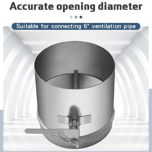Therwen Backdraft Damper Duct Manual Volume Damper with Sleeve Stove Pipe Galvanized Sheet Adjustment Airflow Ducting Branch HVAC Air Balancing for Range Hoods, Fans(6 Inch, 1 Pc)