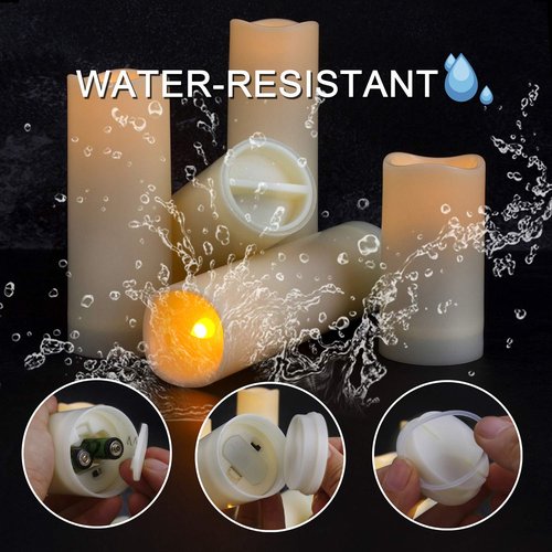 Aignis 12pcs Flameless LED Candles Battery Operated with 10-Key Remote Timer, Outdoor Indoor Waterproof Electric Lights, Warm Flickering Glow for Cozy & Romantic Home/Wedding/Holiday Décor