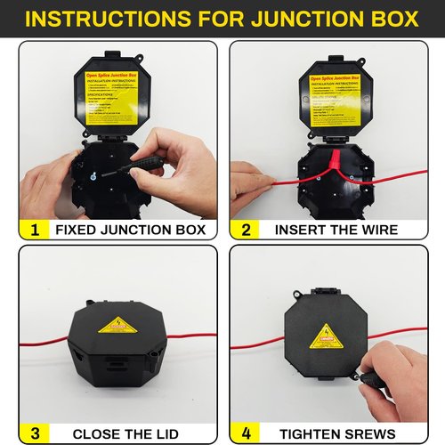 MIARALA Black Open Splice Junction Box (6 Pack), Splice Box Wire Electrical Junction Box with Cover V0 Flame Retardant Rating(Highest Level)