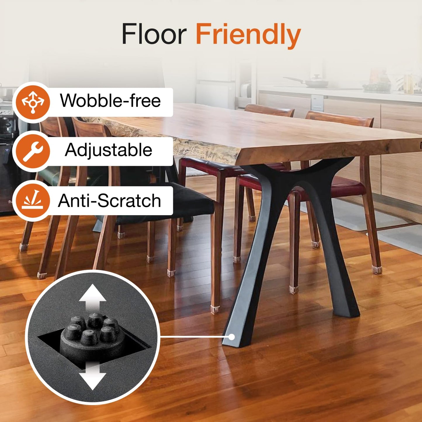 Flowyline 28" H 414 Hatty Handcrafted Black Metal Table Legs and Bases for Dining Tables | Steel Desk Legs | Rust-Resistant, Adjustable Furniture Legs for Bench DIY Mid-Century Modern Indoor/Outdoor