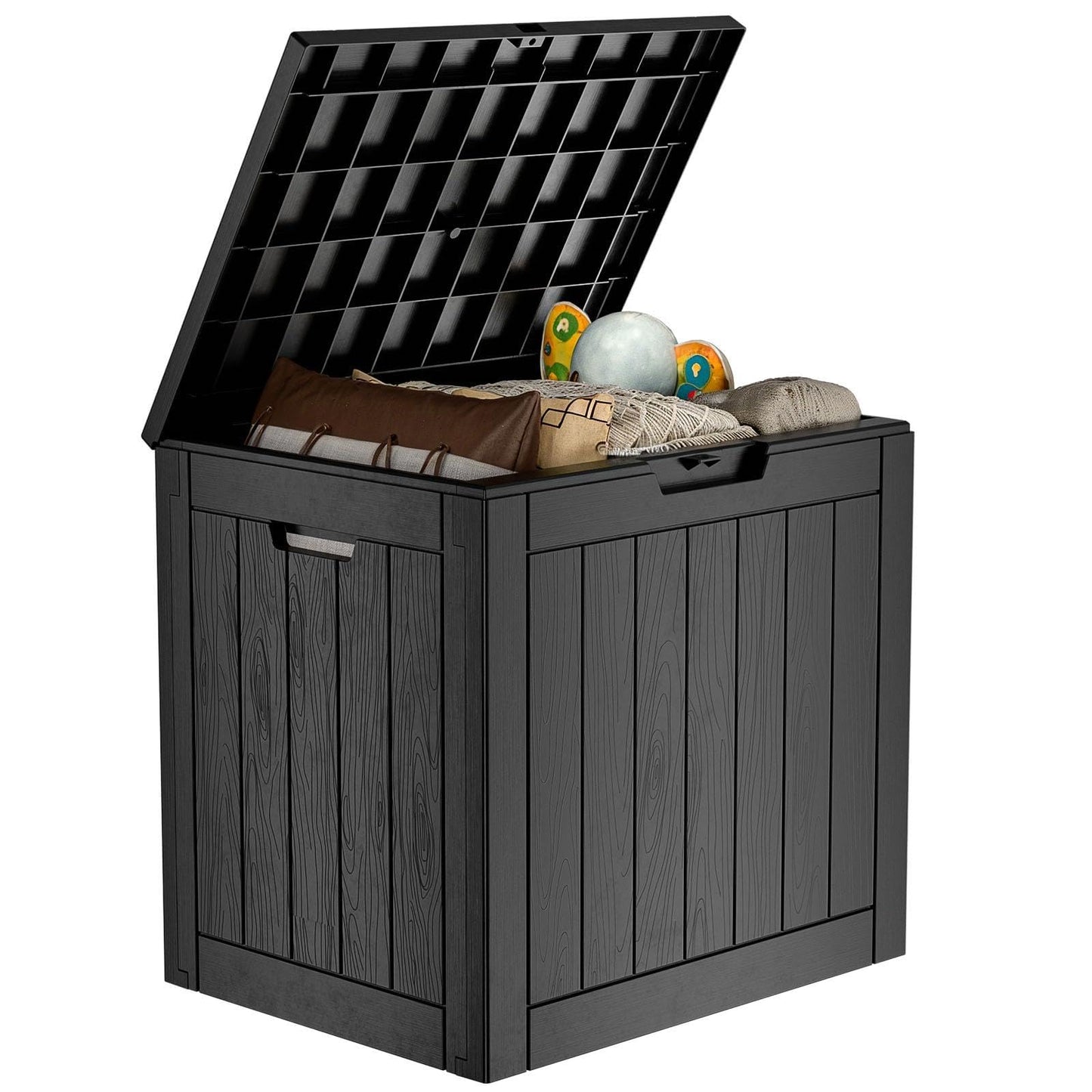 MAIUSCOLI 33 Gallon Outdoor Deck Box, Lockable Waterproof Outdoor Storage Boxes For Garden Tools,Indoor Cushions,Accessories Outside Storage Resin Weatherproof Container(Black)