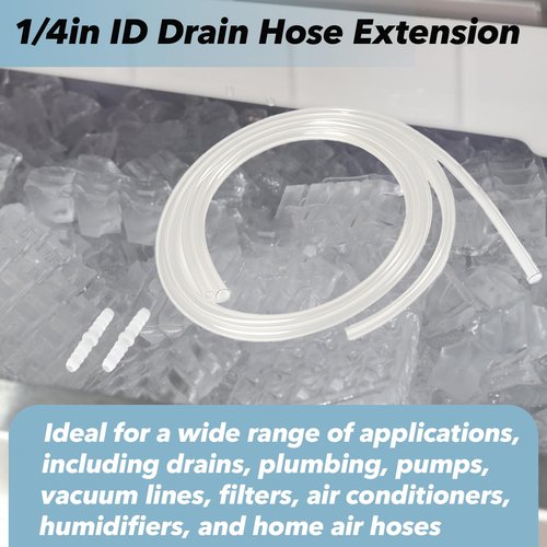 2-Pack Drain Hose Extension for Nugget & Opal Ice Maker, 1/4'' ID and 3.3 Feet Drain Hose Extension for Nugget Ice Maker, Ice Maker Hose Replacement Made for Nugget Accessories