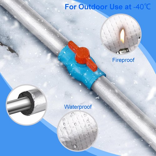 Okllen 12 Pcs Foam Pipe Insulation Wrap, Self-Adhesive Wrap Foam Tube with Aluminum Foil for Outdoor Pipes, Spigot, Water Heater, Sprinkler & Irrigation Freeze Protection (1.3 Ft x 0.8 Inch)