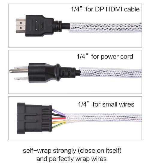 Alex Tech 10ft - 1/4 inch Cord Protector Wire Loom Tubing Cable Sleeve Split Sleeving for USB Cable Power Cord Audio Video Cable - Protect Cat from Chewing Cords - White