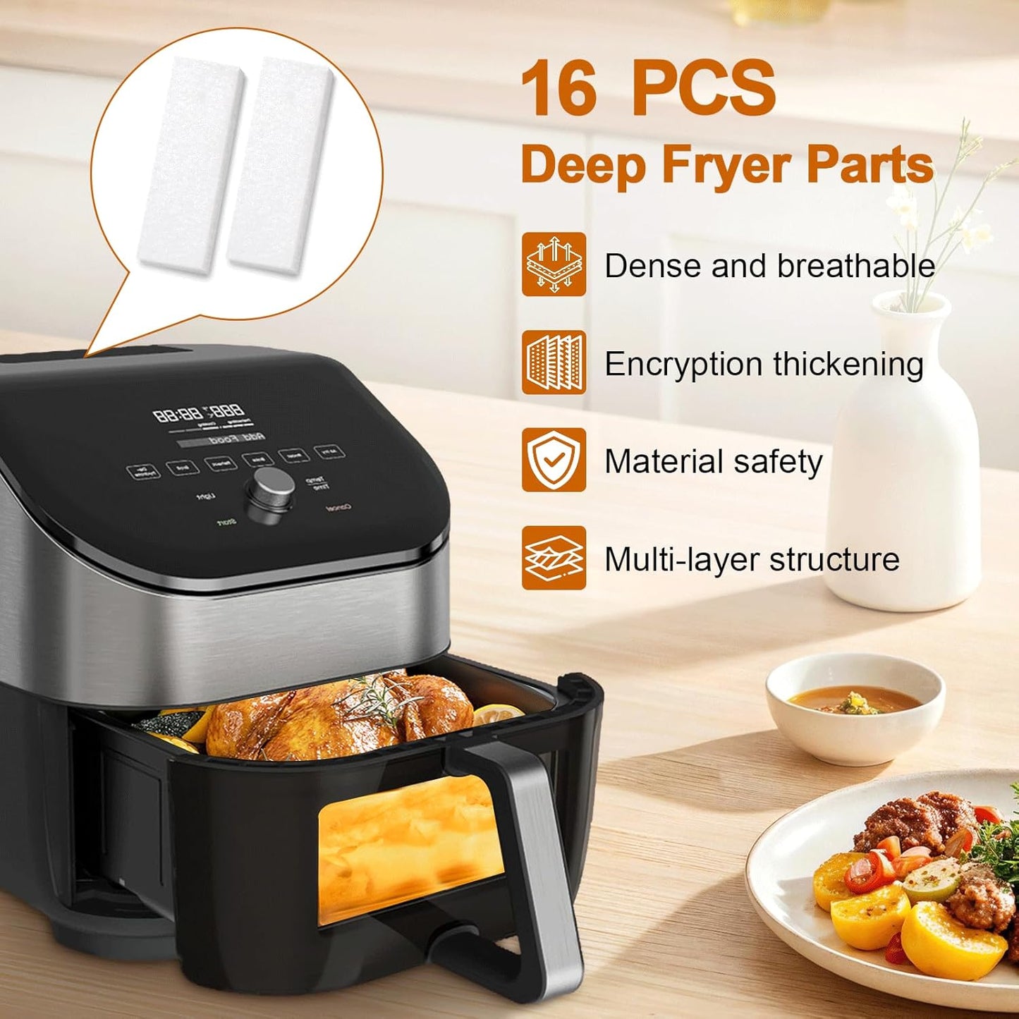 16Pcs Air Fryer Filter for Instant Vortex Plus 6-Quart Air Fryer, Effective Odour Removal, Compatible with Instant Vortex Air Fryer Accessories