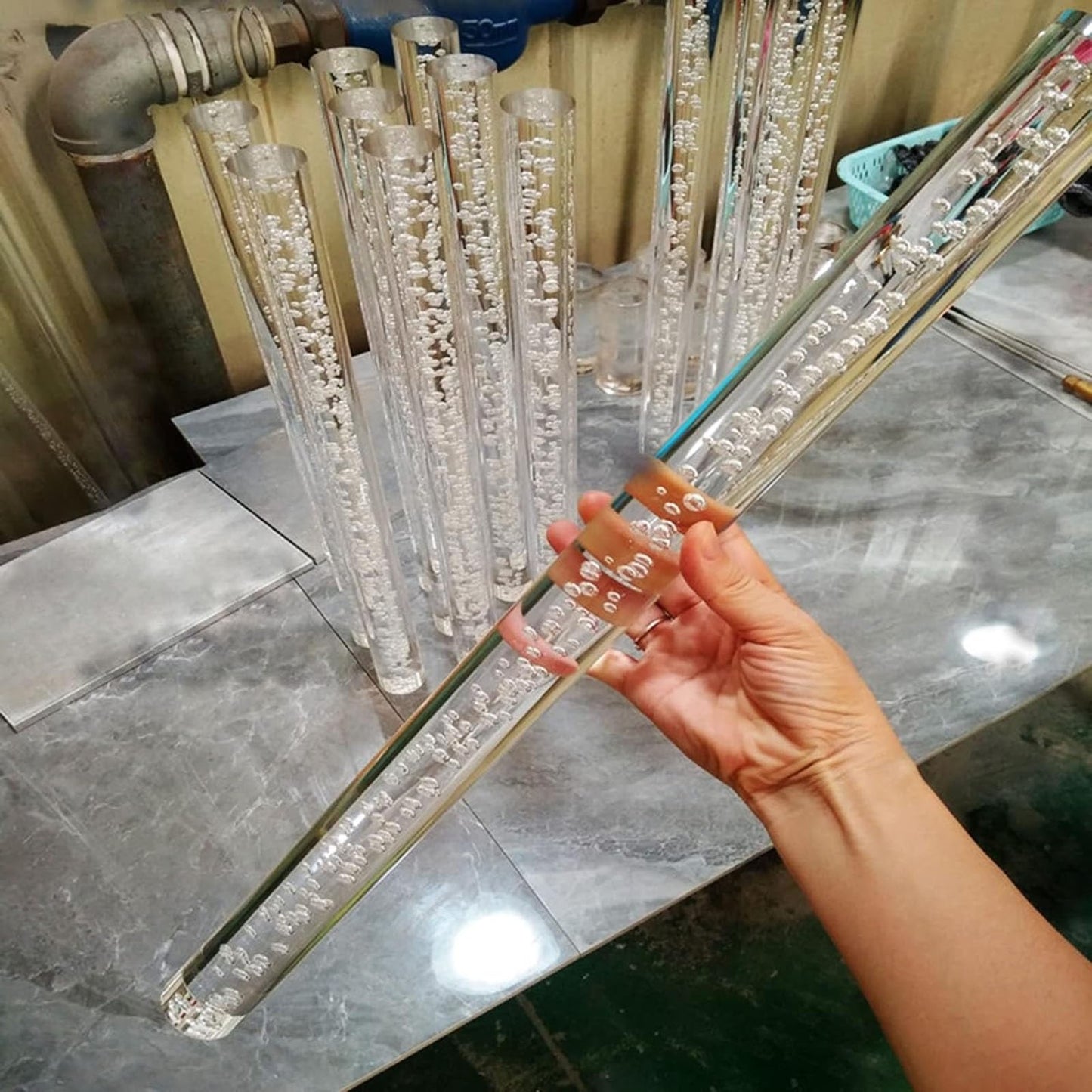 Clear Acrylic Handrails for Indoor Stairs - 3ft/4ft/5ft/6ft/8ft/10ft/12ft/14ft/20ft Non-Slip Transparent Crystal Staircase Handrail(Gold Bracket,250cm(8.2ft))