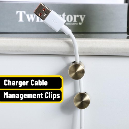BOHUIZ 3 Pcs Cable Anchors for Desk, Adhesive Adjustable Cord Holder Cable Clips Premium Aluminum Cord Organizers Charger Holders Wire Management Keeper for Nightstand Desk Office