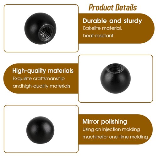 20Pcs M4 Thread Cap Nuts Knob Light Fixture Screws Decorative Screw Caps Steel Ball Lamp Decoration Screw Caps Nut Cover for Furniture Lighting, Black